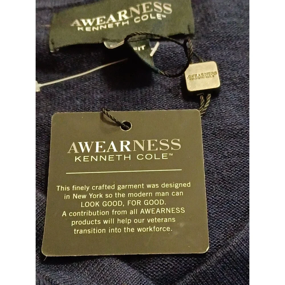 Kenneth Cole Men's Blue NWT Awareness V-neck  Pullover Sweater Size XXL